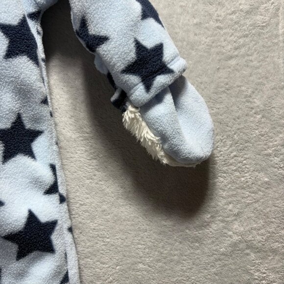 Old Navy Boys Fleece Blue Star Teddy Bear Hooded Footie Bunting 6-12 Month - Picture 5 of 9